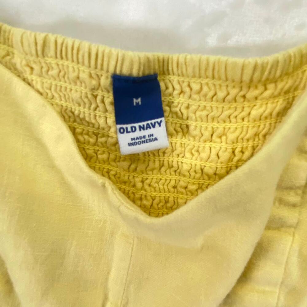 Old Navy Fit & Flare Yellow Sleeveless Linen-Rayon Blend Midi Dress Sz M - Picture 3 of 7